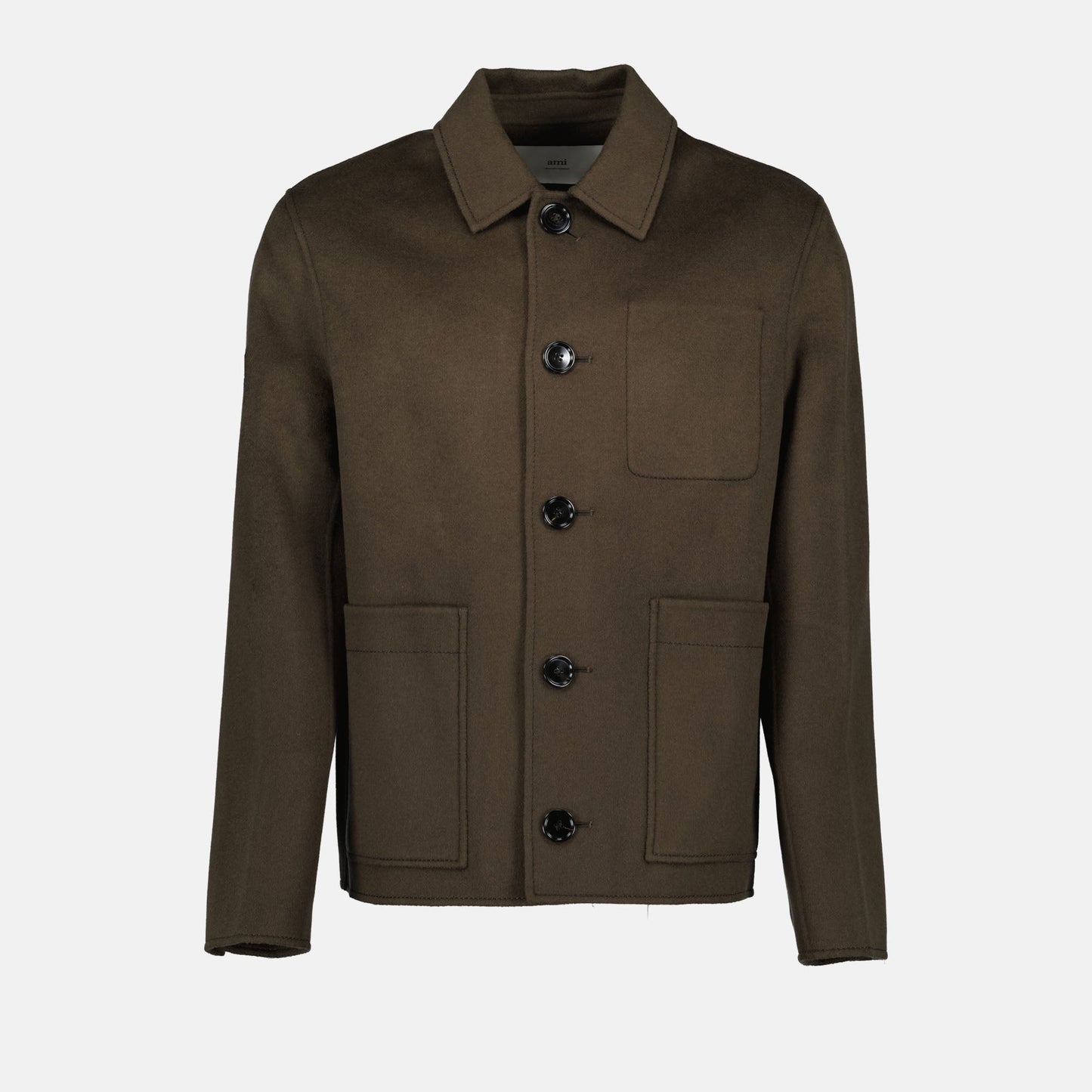 Brown wool jacket, AMI Paris wool jacket, luxury cashmere jacket, Autumn-Winter 2024 men's jacket, high-end wool outerwear