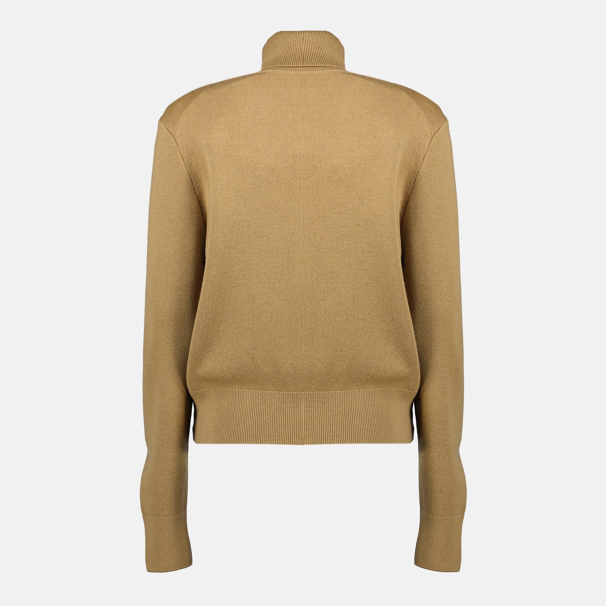 brown turtleneck sweater, AMI Paris, wool sweater, embroidered logo, Autumn-Winter 2025