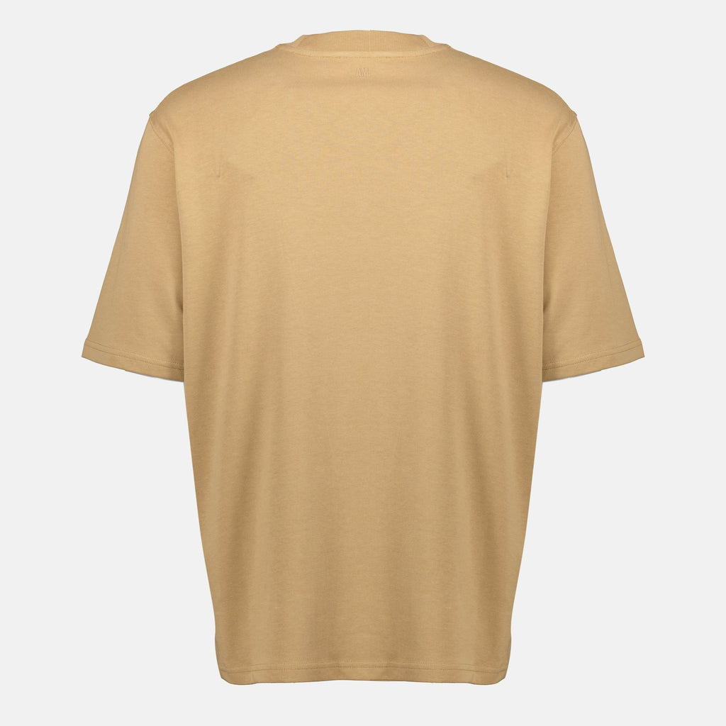 Image of Brown Cotton T-Shirt by Ami PARIS for Unisex - Season Autumn-Winter 2025 - Product detail view 1