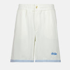 Imagen de pantalones cortos de algodón piqué blanco de Drole De Monsieur para hombres - Temporada primavera-verano 2025 - Vista frontal