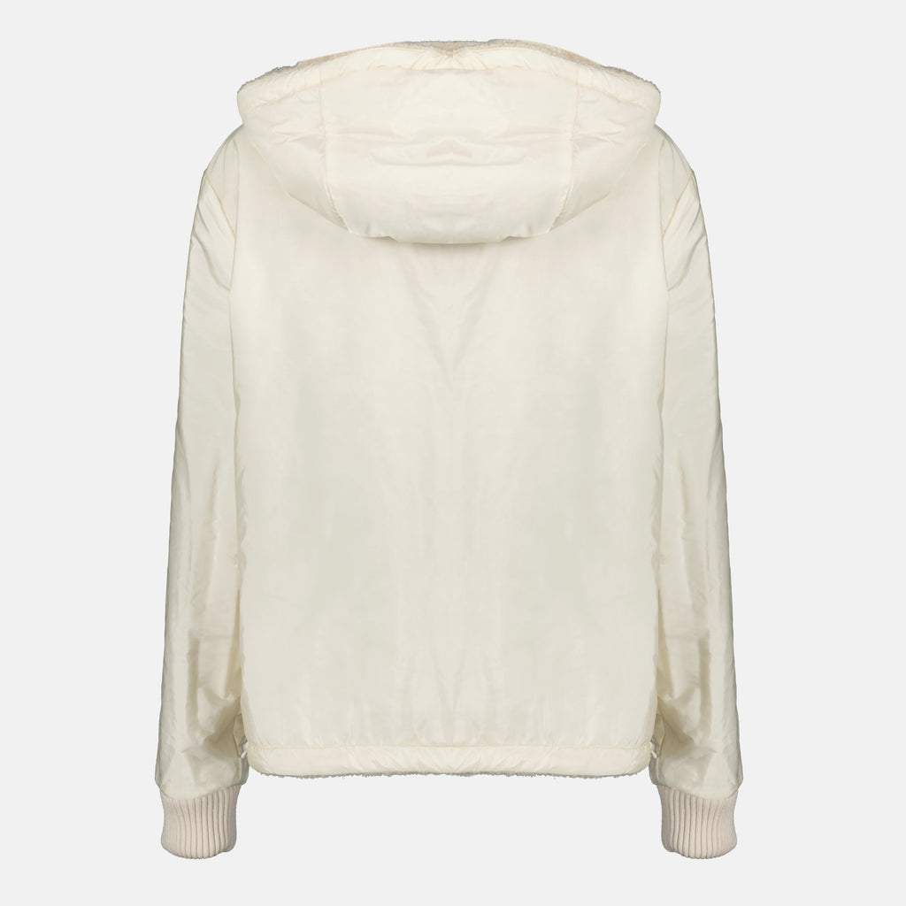 Moncler sweatshirt, teddy zip sweatshirt, reversible jacket, Autumn-Winter collection, beige sweatshirt