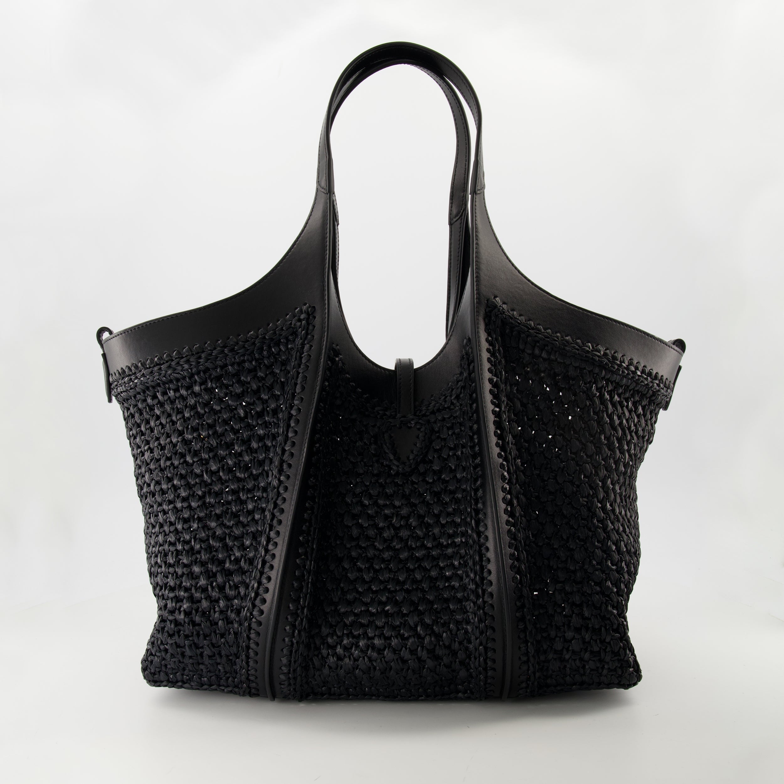 black raffia cabas, T Timeless bag, leather and raffia tote, Tod's accessories, stylish handbags