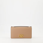luxury wallet, Valentino Garavani, chain leather wallet, pink leather wallet, designer accessories