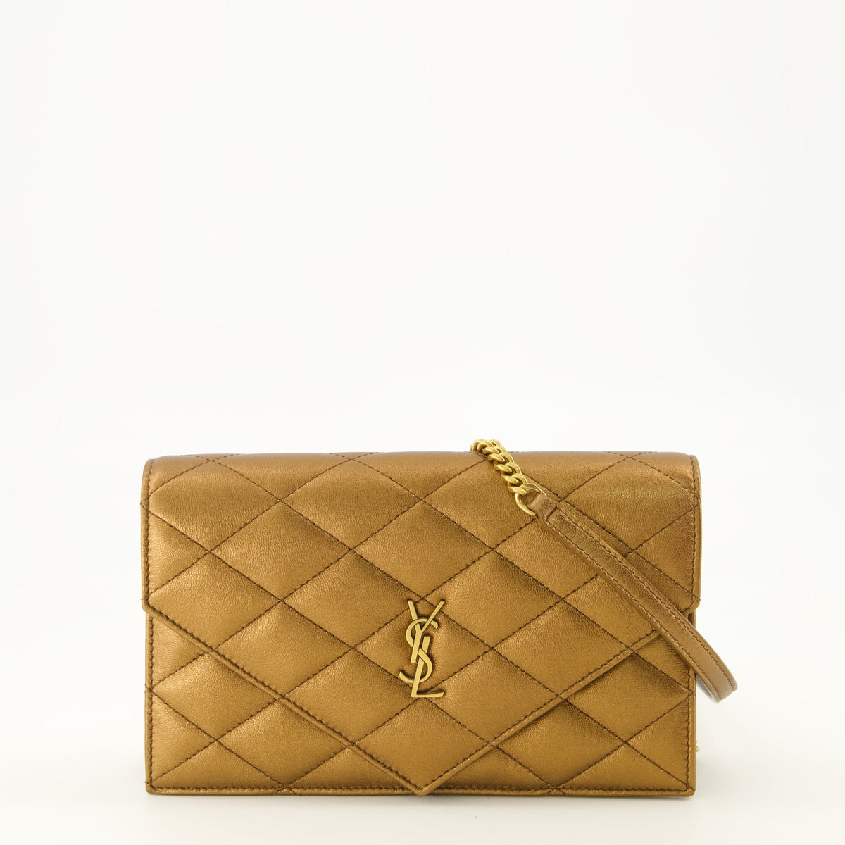 Cartera Paris de piel metalizada