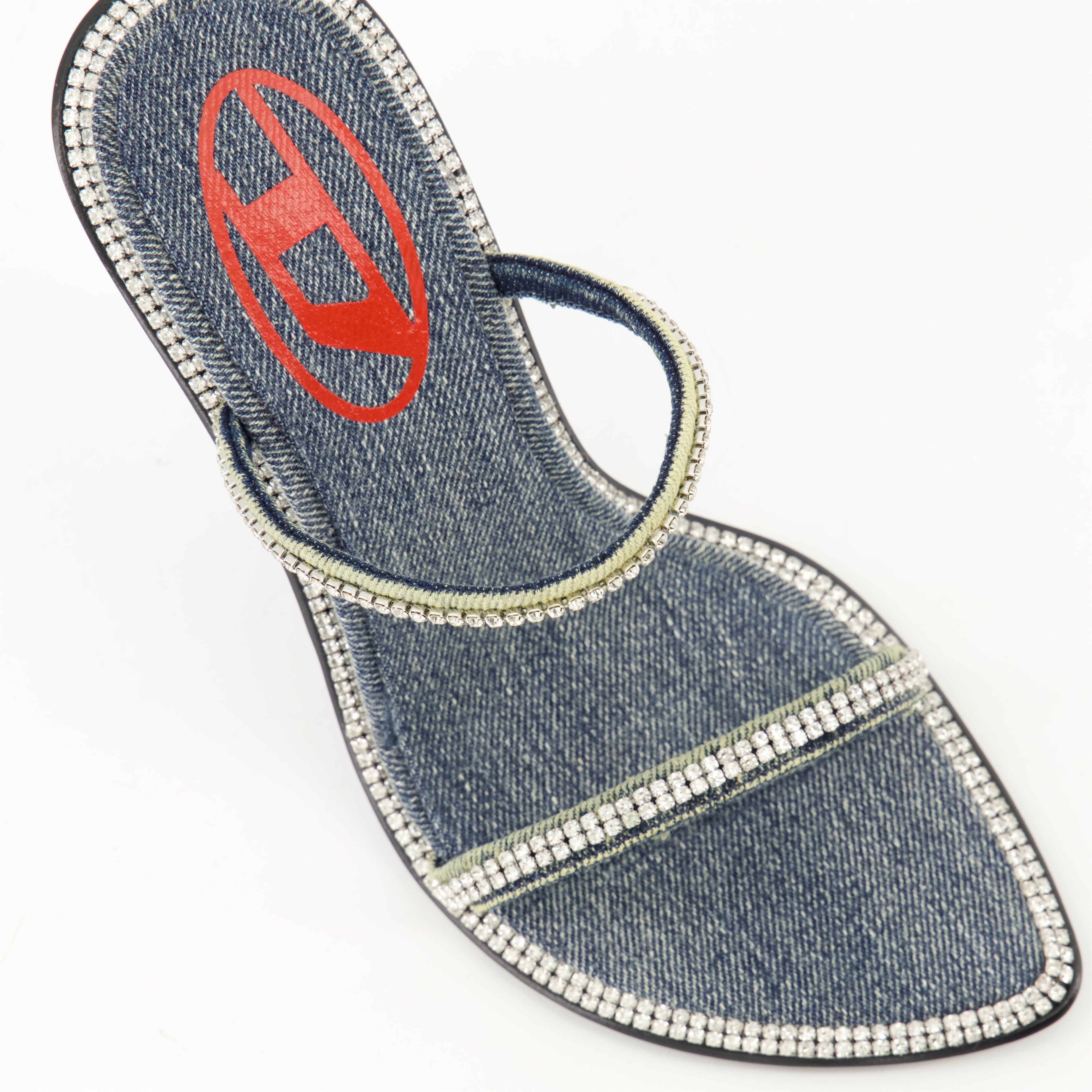 D-havanna Sdl sandals, denim sandals, blue platform sandals, crystal embellished sandals, summer footwear
