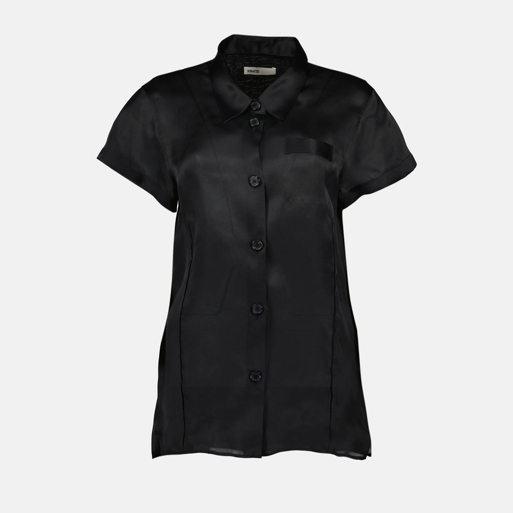 Keefe shirt, Khaite black shirt, silk shirt, women's fashion, Spring-Summer 2025 collection