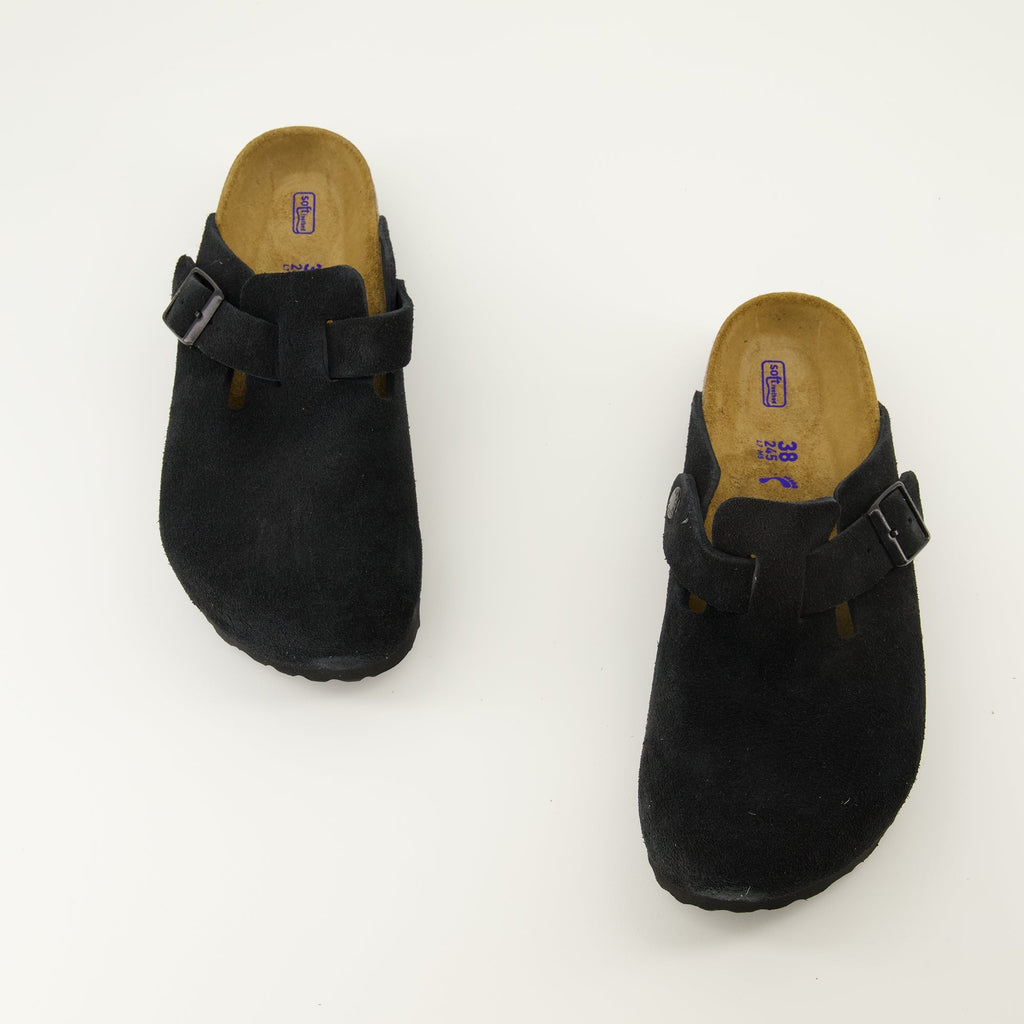 Birkenstock shoes, Boston Mules, black suede footwear, comfortable slip-ons, Autumn-Winter 2025