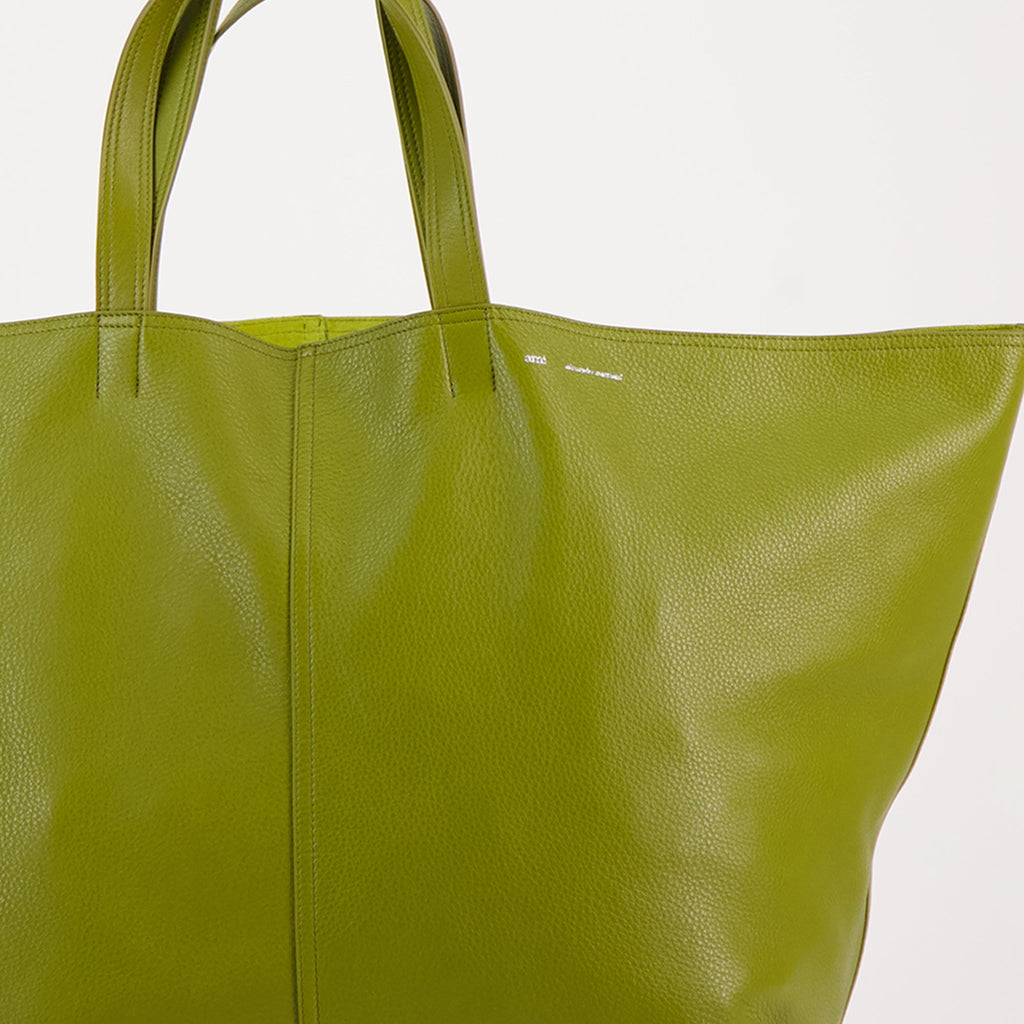 green tote bag, AMI Paris bag, unisex tote, leather handbag, stylish accessory