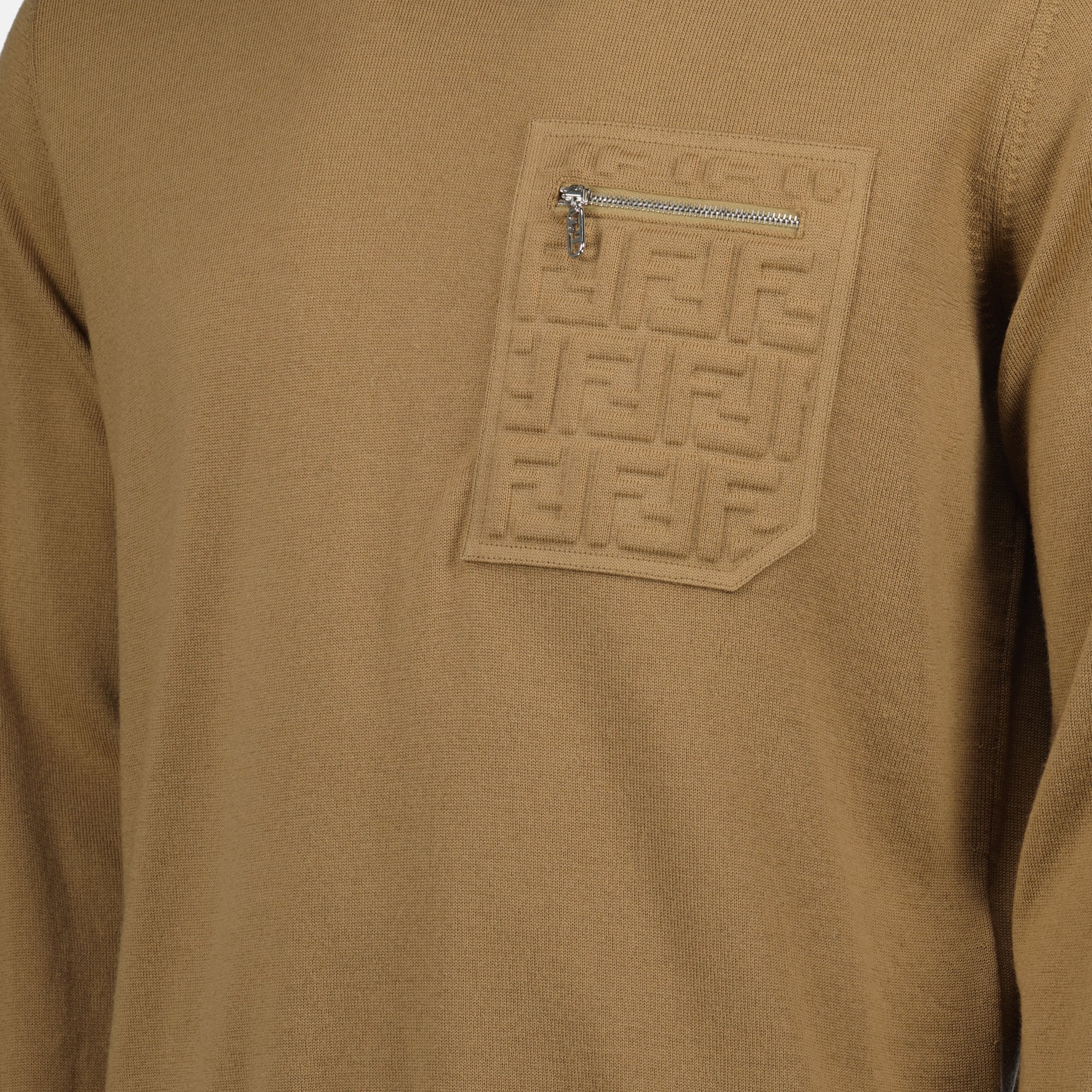 Fendi sweater, brown wool sweater, autumn winter collection, men's fashion, designer knitwear