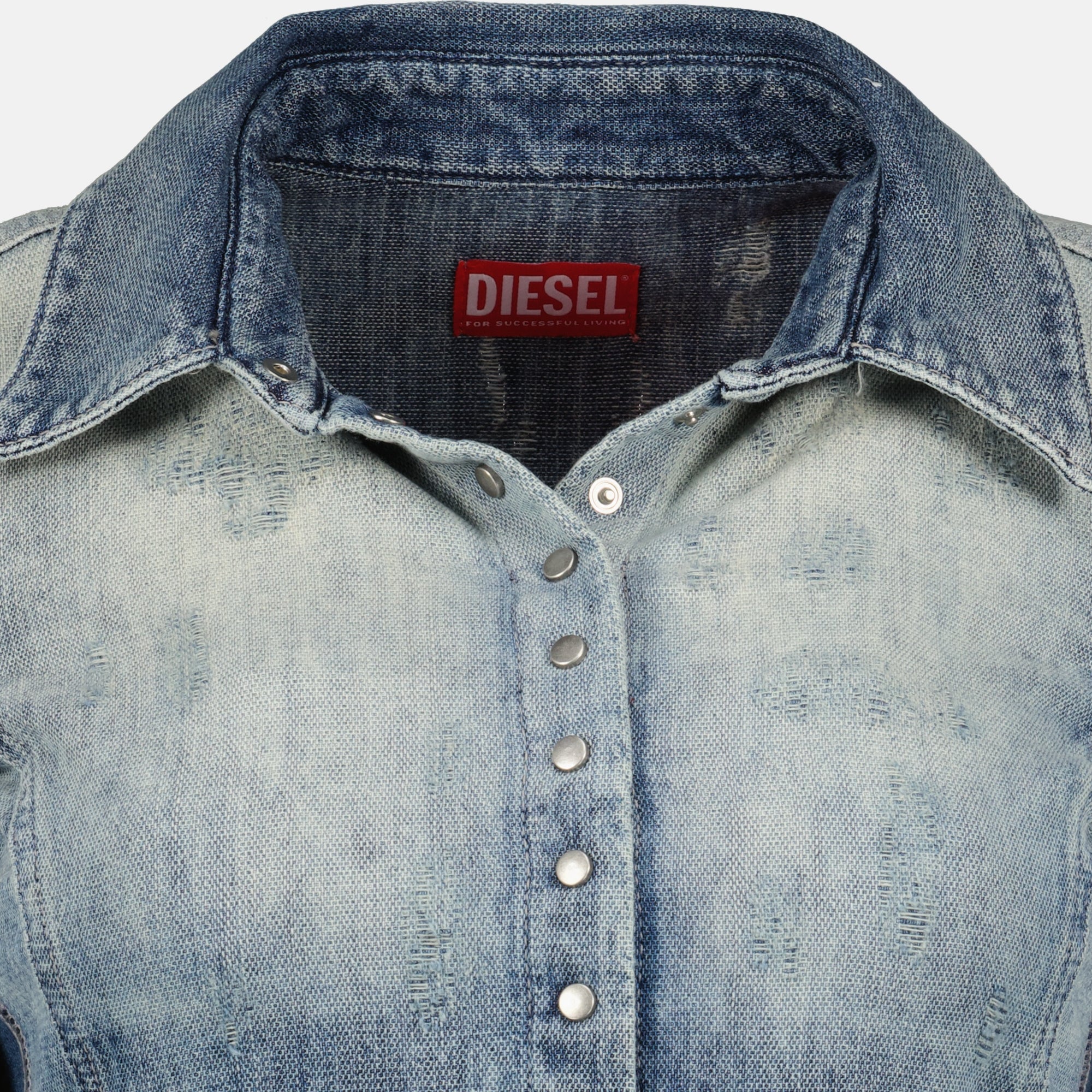 Diesel denim shirt, blue denim shirt, fitted denim shirt, women's denim top, long sleeve shirt