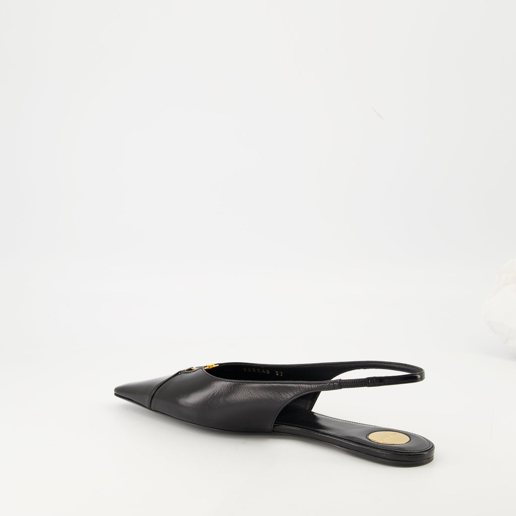 Babylone Slingbacks, Saint Laurent shoes, women's slingbacks, pointed toe shoes, black leather footwear