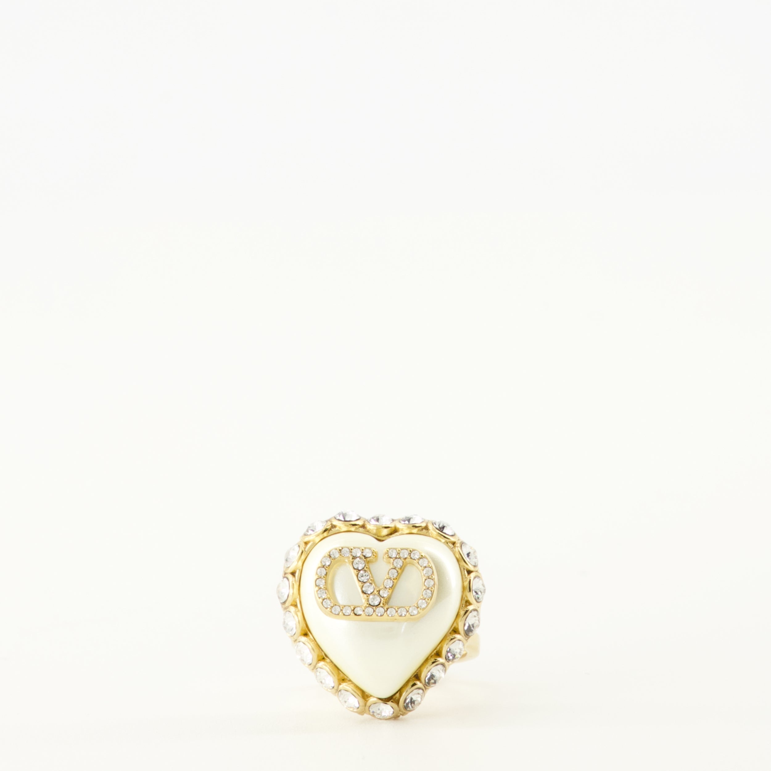 Image of Heart Ring with Swarovski® Crystals by Valentino Garavani for Women - Season Spring-Summer 2026 - Front View