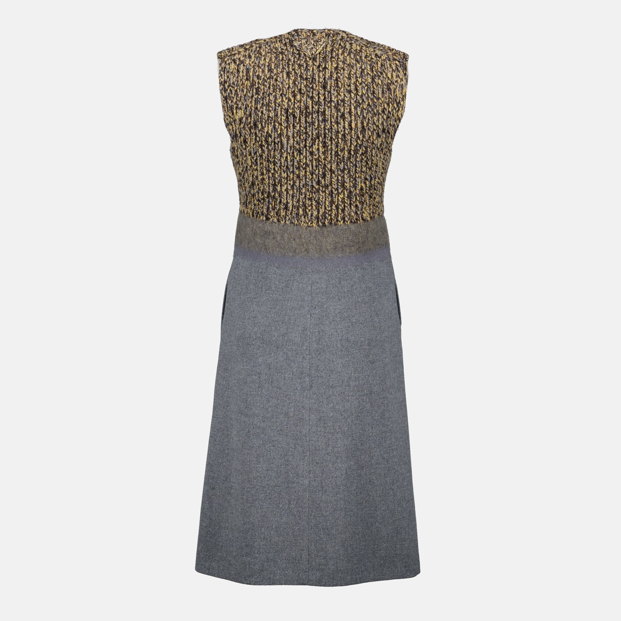 Prada dress, grey wool dress, Fall-Winter collection, sleeveless dress, designer fashion