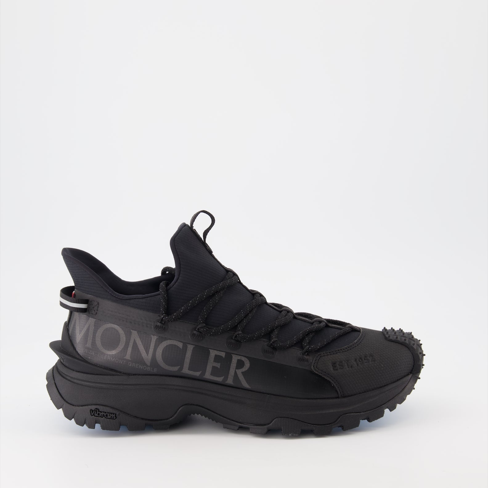 luxury sneakers, Moncler Trailgrip Lite 2, ripstop stretch, black sneakers, high-end footwear