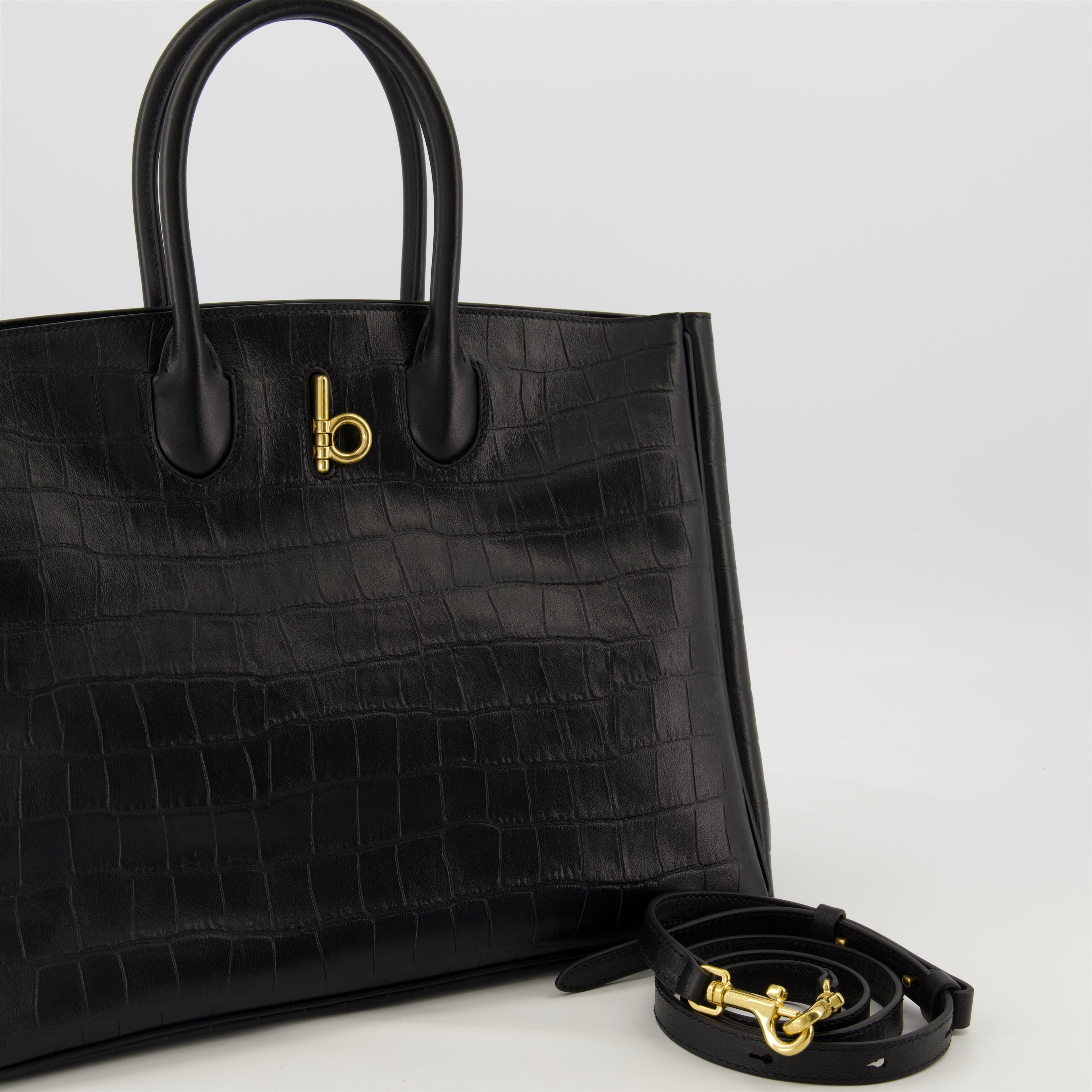 Rocking Horse tote bag, croc-effect leather bag, designer handbag, Burberry tote, luxury accessories