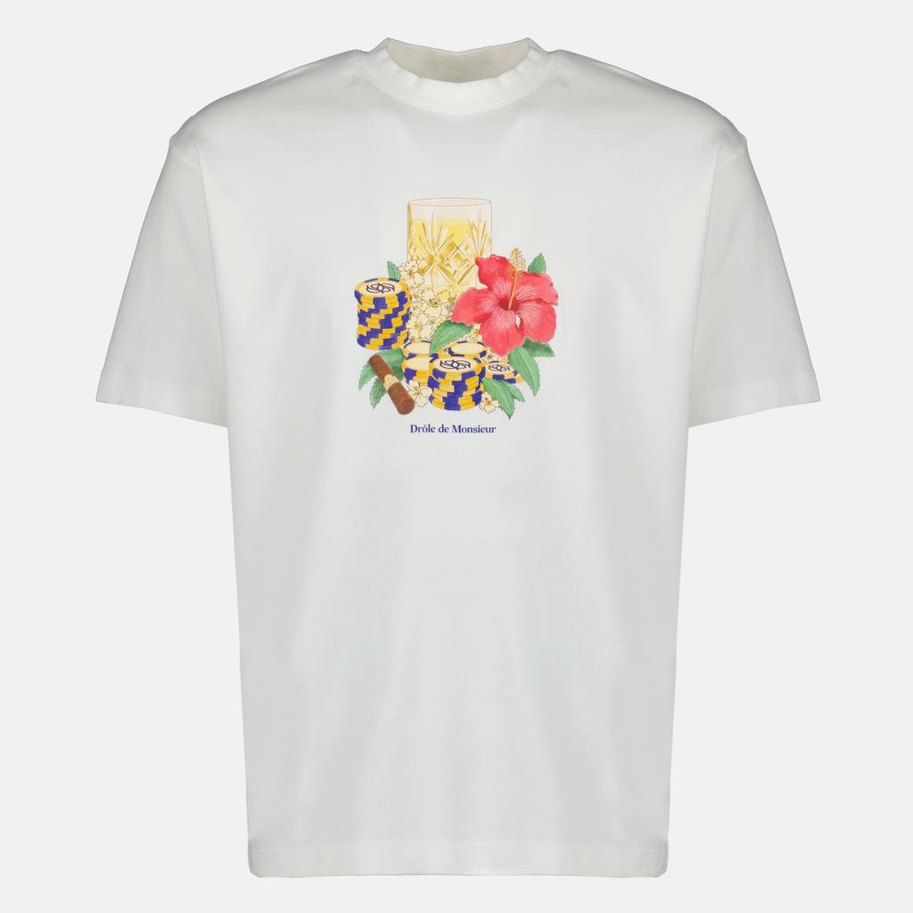 T-shirt blanc Hibiscus Club - Drôle de Monsieur
