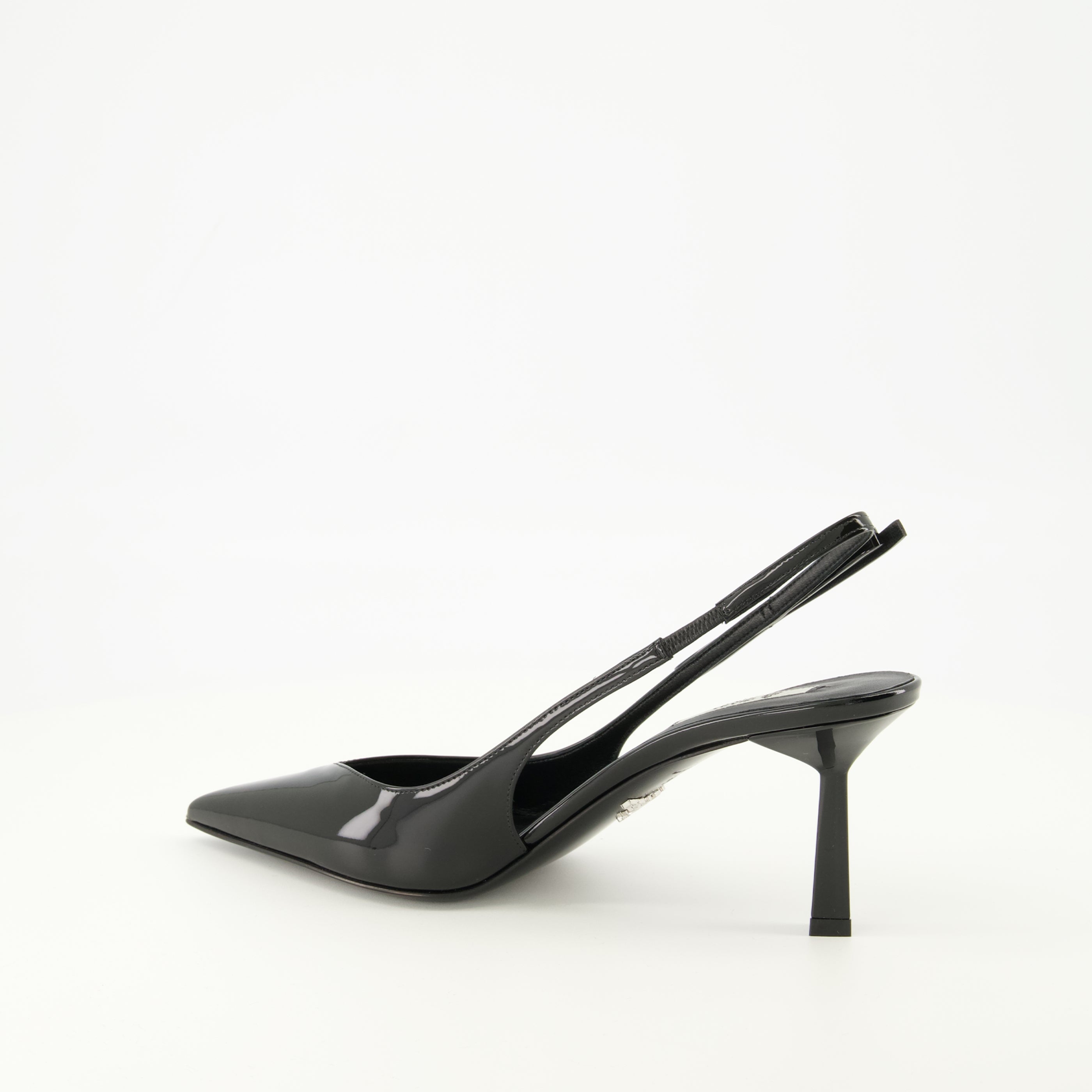 Image of Patent Black Pumps by Prada for Women - Season Spring-Summer 2026 - Back Right Three-Quarter View