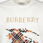 Burberry T-shirt, embroidered T-shirt, white cotton T-shirt, Equestrian Knight Design, casual luxury wear