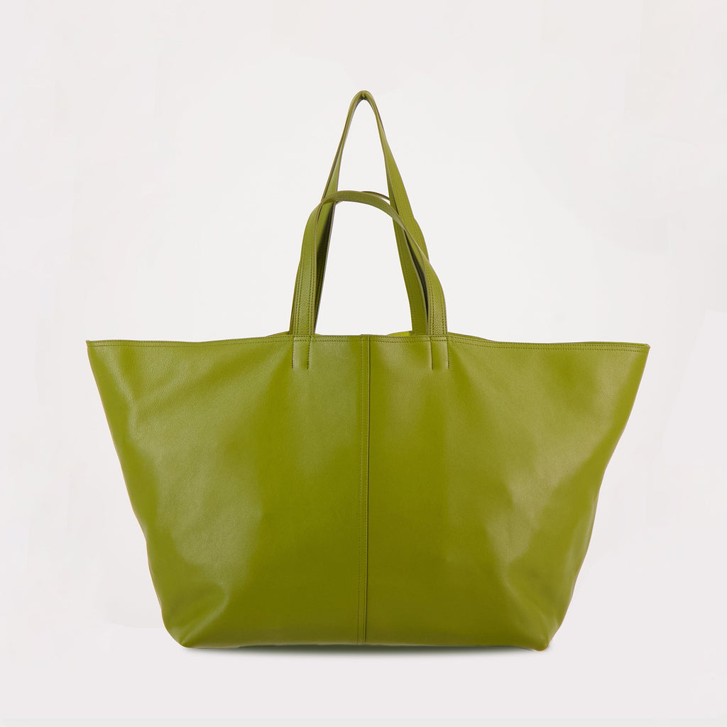 green tote bag, AMI Paris bag, unisex tote, leather handbag, stylish accessory