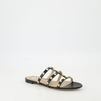 Rockstud sandals, leather sandals, platinum studs, open toe sandals, Spring-Summer 2025