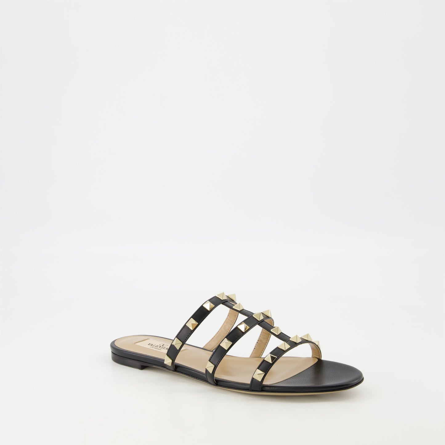 Rockstud sandals, leather sandals, platinum studs, open toe sandals, Spring-Summer 2025