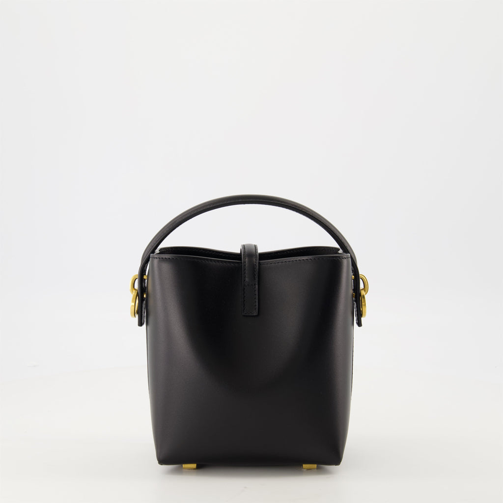 Saint Laurent Mini Bucket Bag, Black Leather Bag, Luxury Accessories, Elegant Handbag, Suede Lined Bag