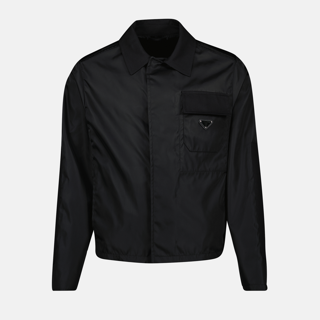 Image of Black Nylon Jacket by Prada for Men - Season Spring-Summer 2025 - Front View