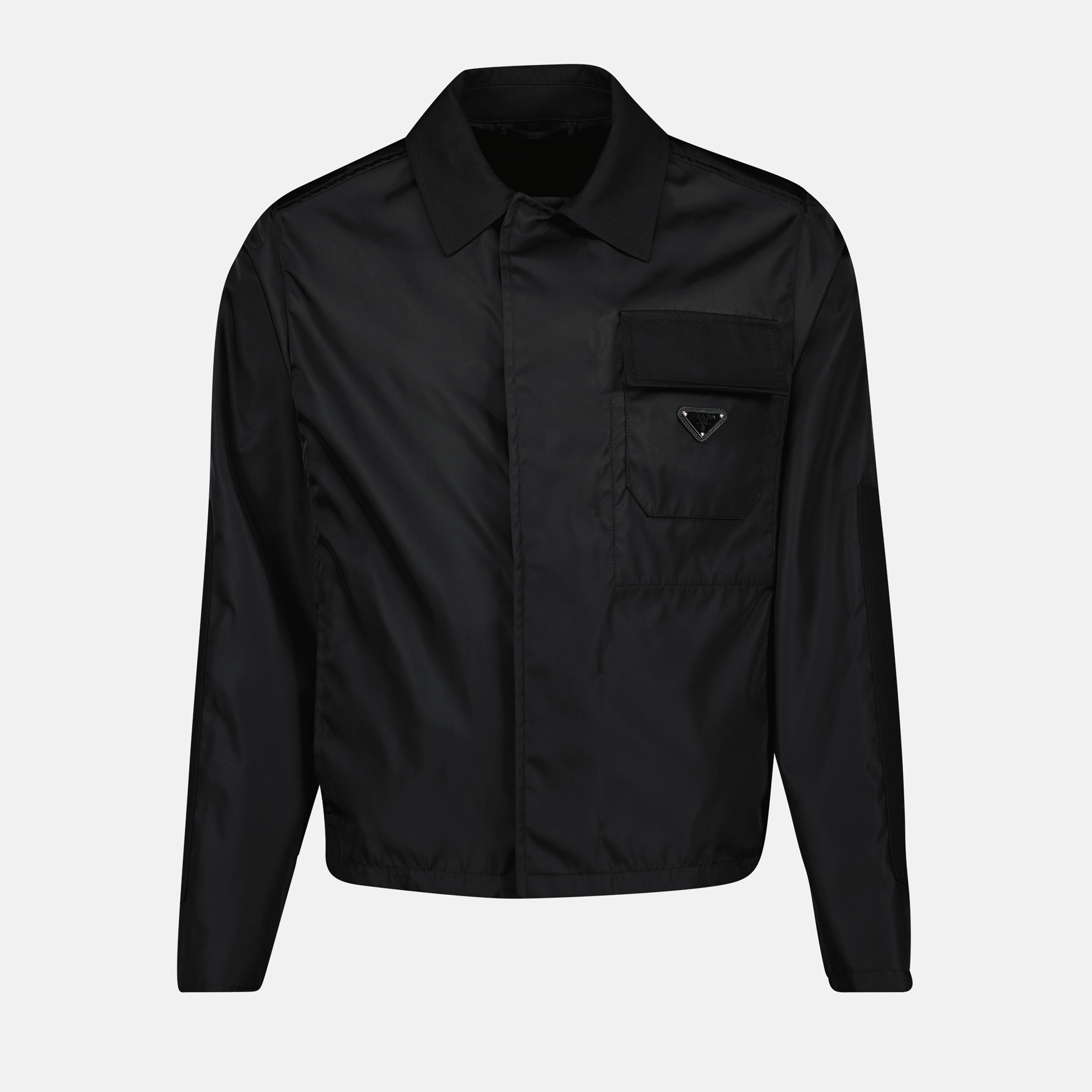 Image of Black Nylon Jacket by Prada for Men - Season Spring-Summer 2025 - Front View