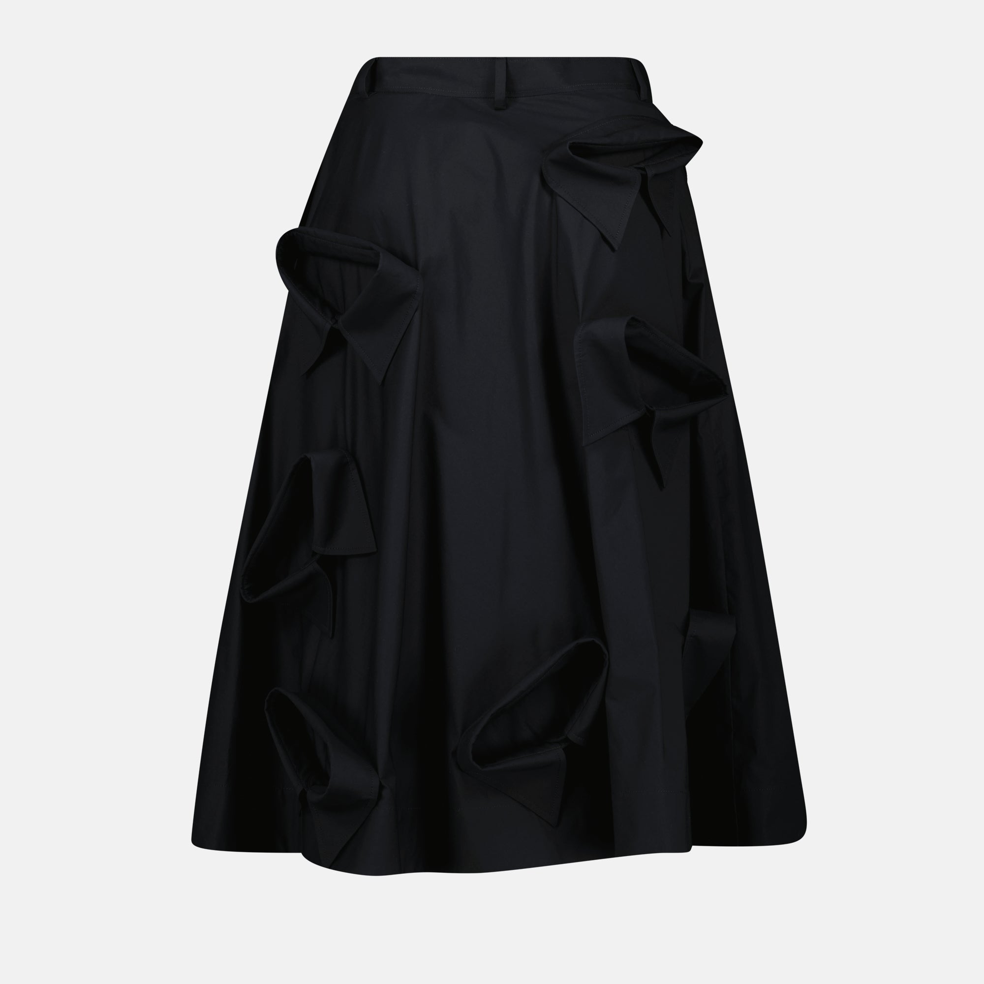 black cotton skirt, Moschino skirt, flared skirt, women's designer clothing, chic skirts