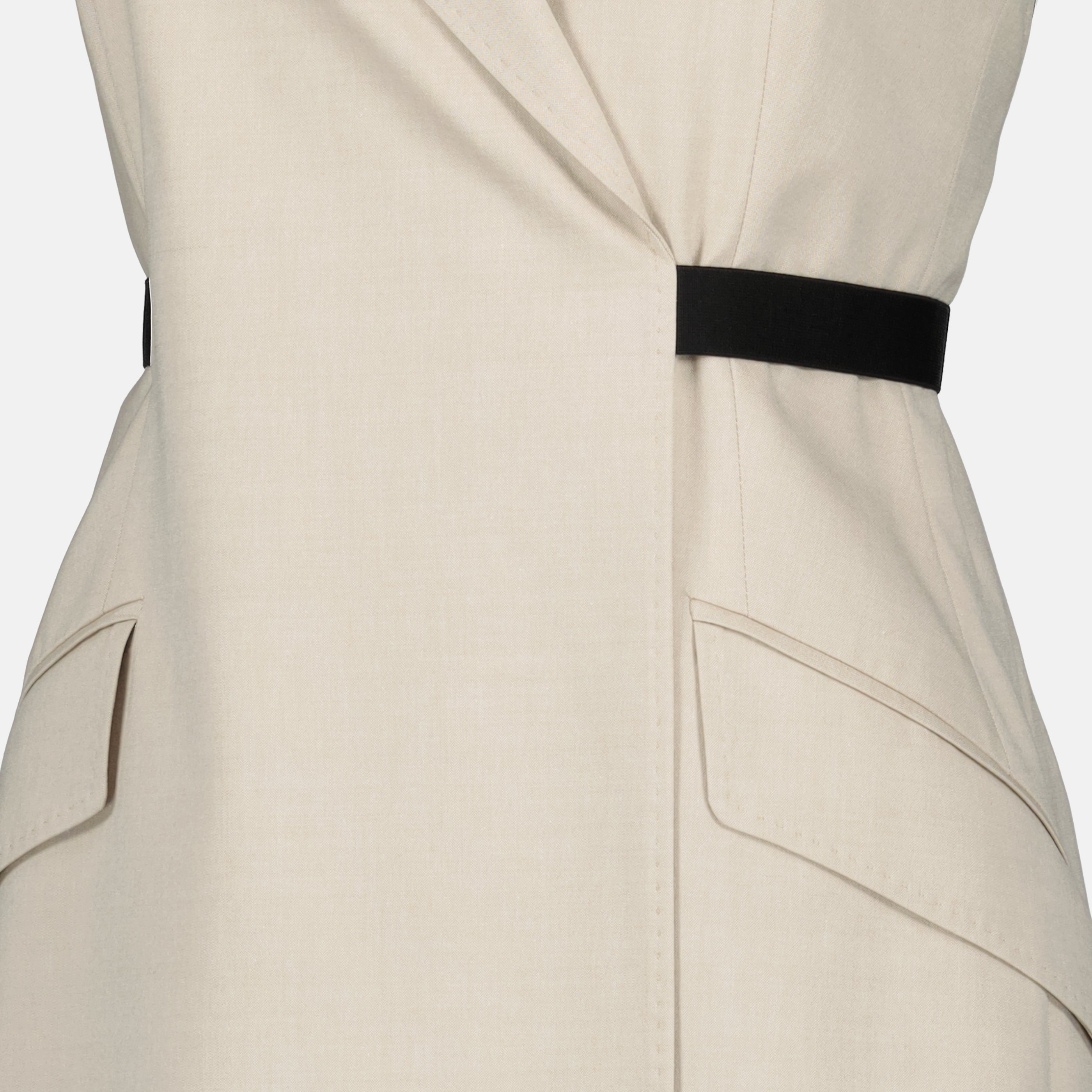 Image d'une robe en coton et laine beige de Max Mara pour femmes - Saison Printemps-Été 2026 - Détail 1