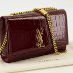 New Kate Small Bordeaux Croco Leather Bag