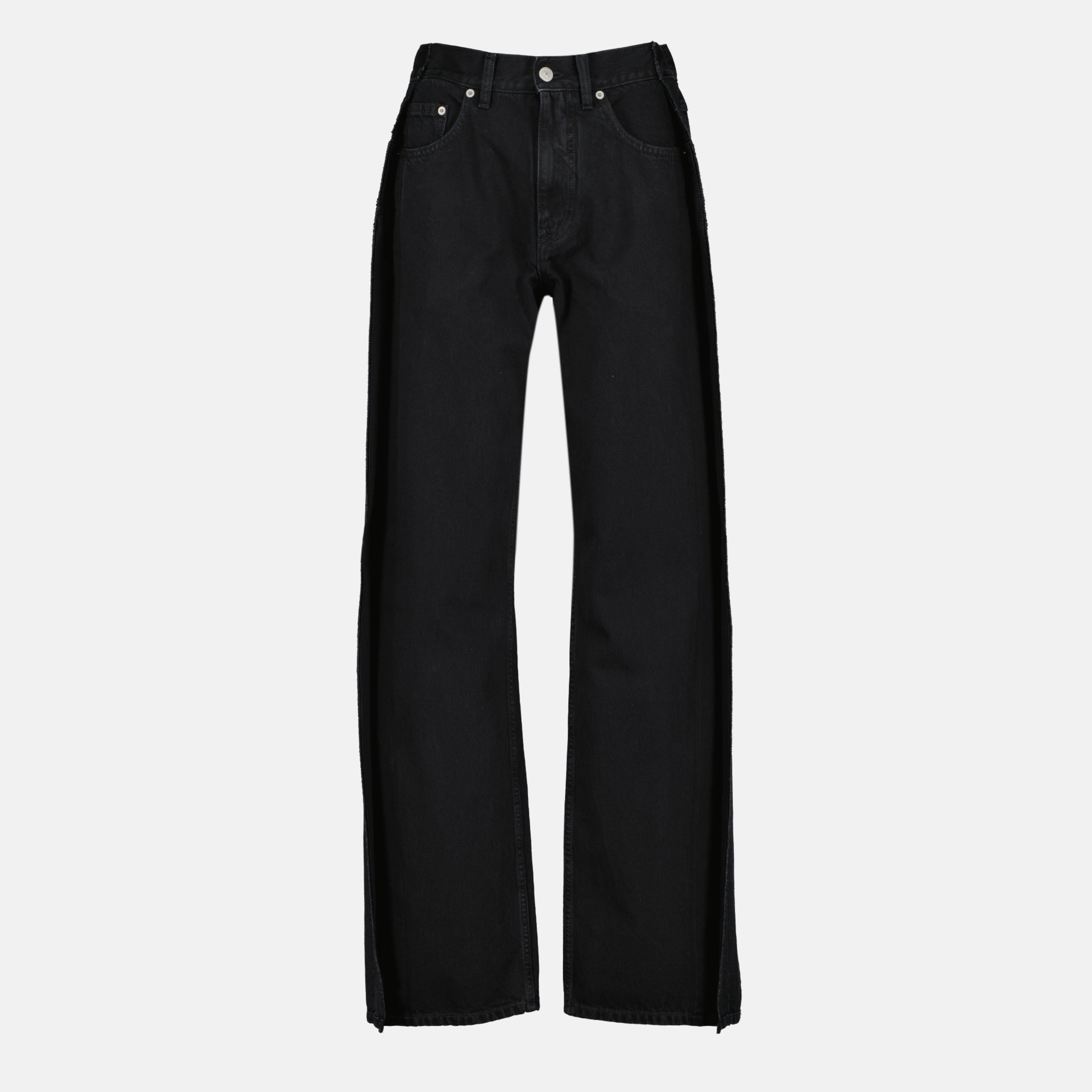 black denim jeans, straight cut jeans, MM6 jeans, autumn winter collection, five pocket design