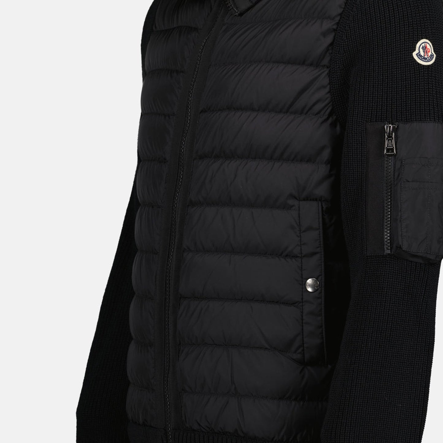 Moncler jacket, black jacket, dual-fabric jacket, luxury outerwear, Autumn-Winter fashion