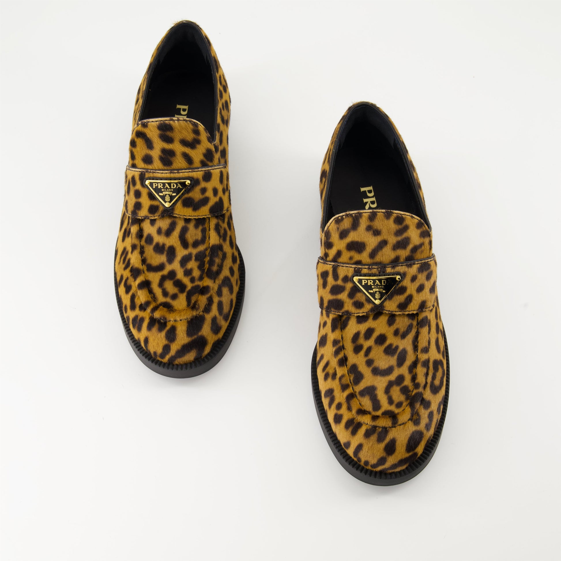 Prada moccasins, Leopard print shoes, Velvet footwear, Luxury casual shoes, Autumn-Winter 2024 fashion