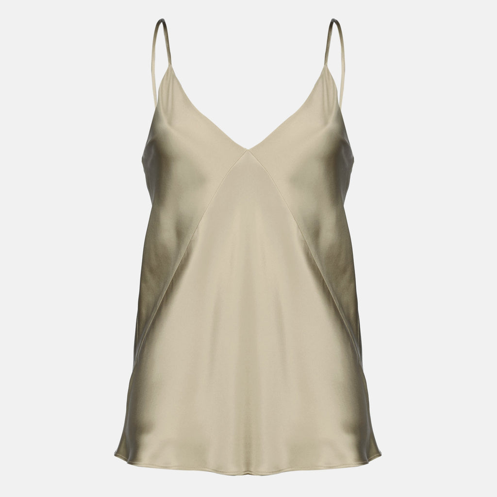 Top de seda satin beige