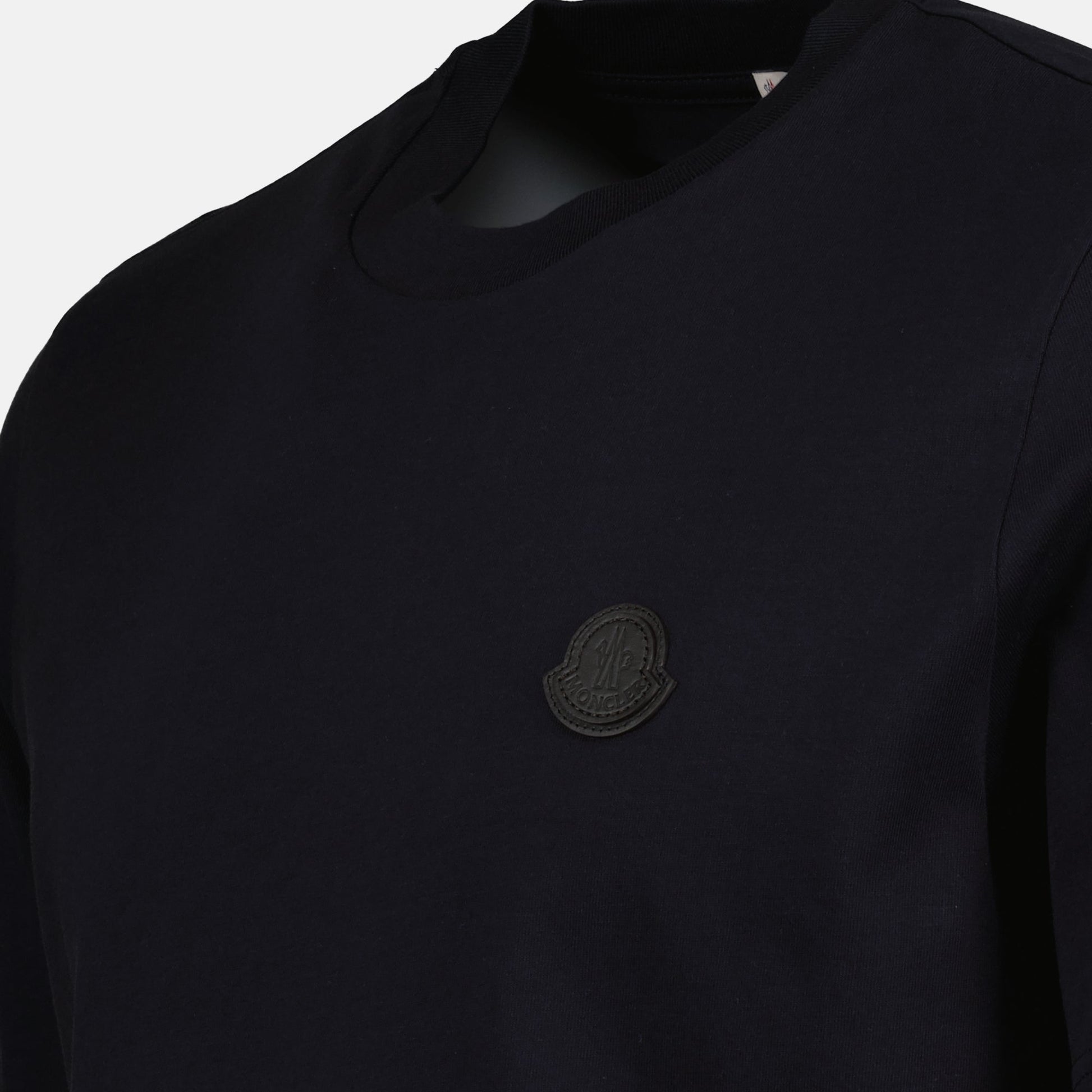 Moncler T-shirt, navy blue logo T-shirt, luxury cotton T-shirt, Autumn-Winter 2024, high-end fashion