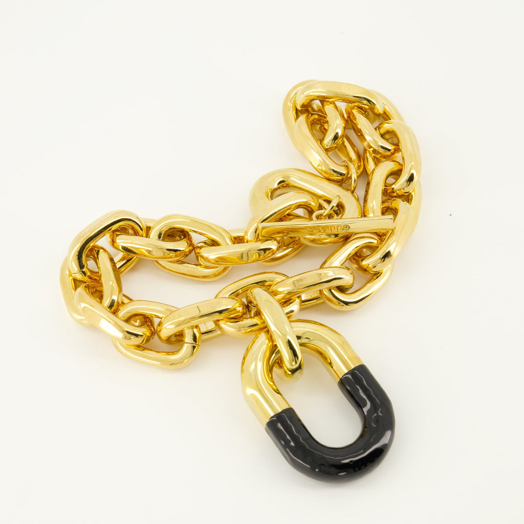 Colar XL Link Preto e Dourado