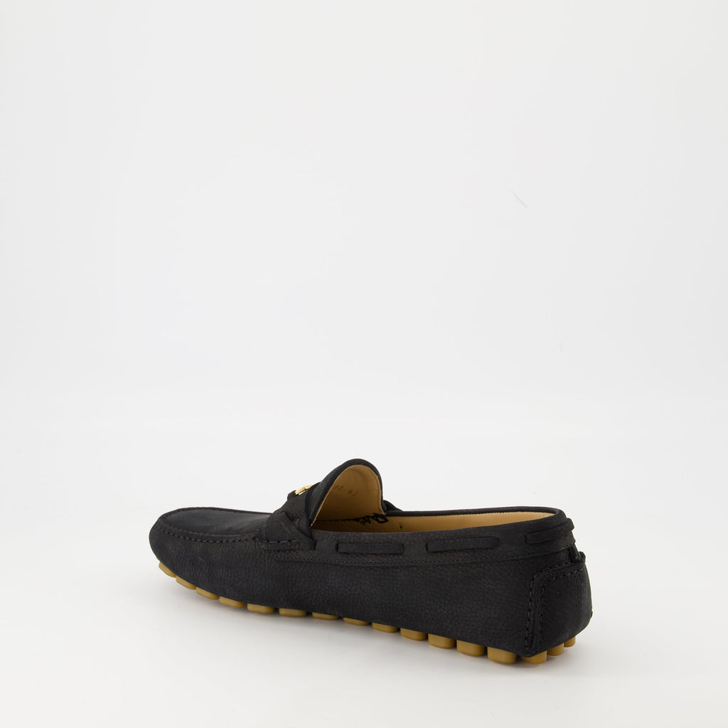 Valentino loafers, Driver Fastaway, black calf leather shoes, VLogo Signature, men's footwear