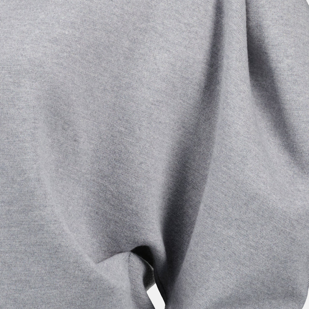 Khaite Top Venus, grey wool top, elegant women's top, ruffled neckline, puffed sleeves top