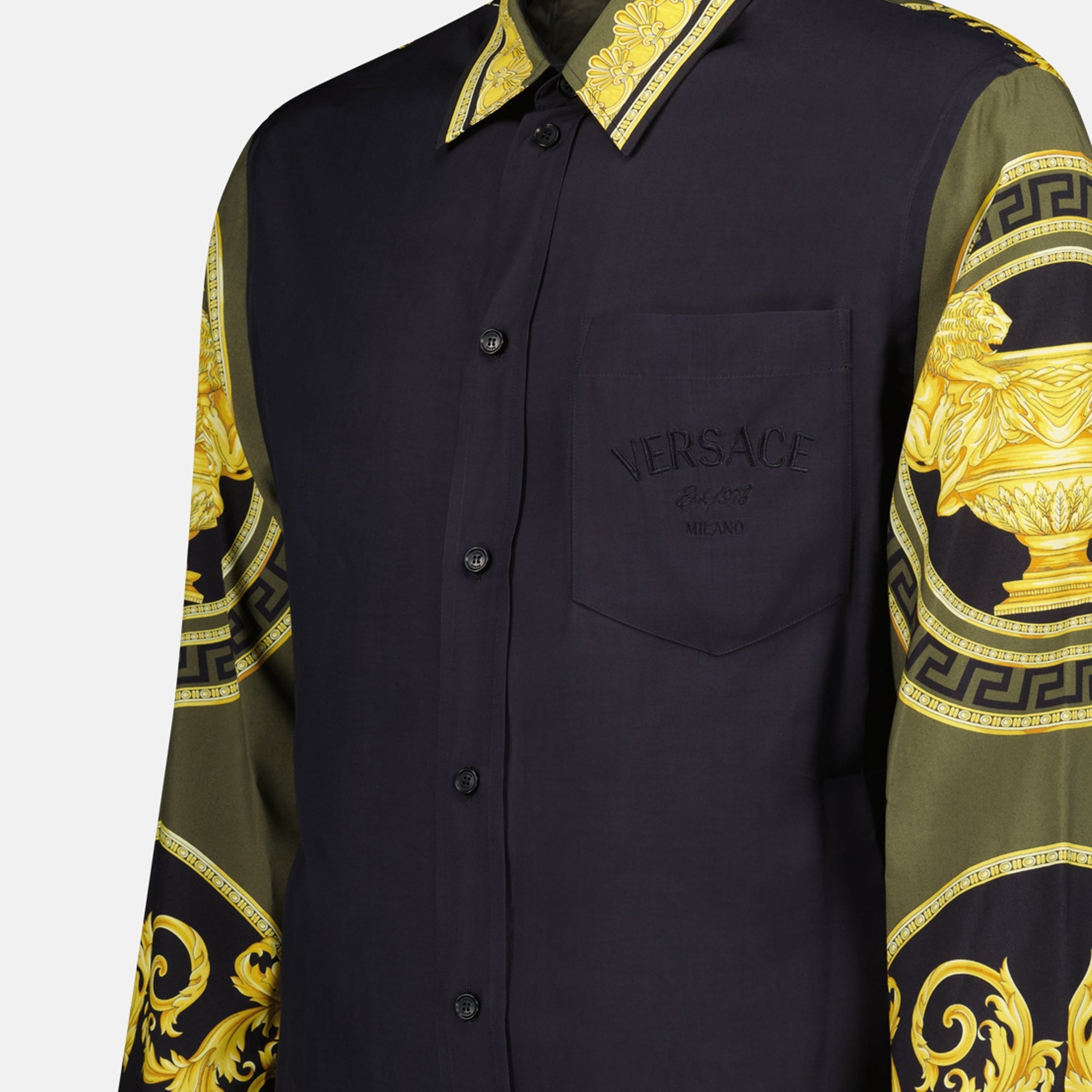 Barocco print, Versace shirt, luxury viscose shirt, designer clothing, high-end fashion