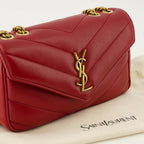 Image of Sac Loulou Small Rouge by Saint Laurent for Women - Season Spring-Summer 2026 - Detail View 1