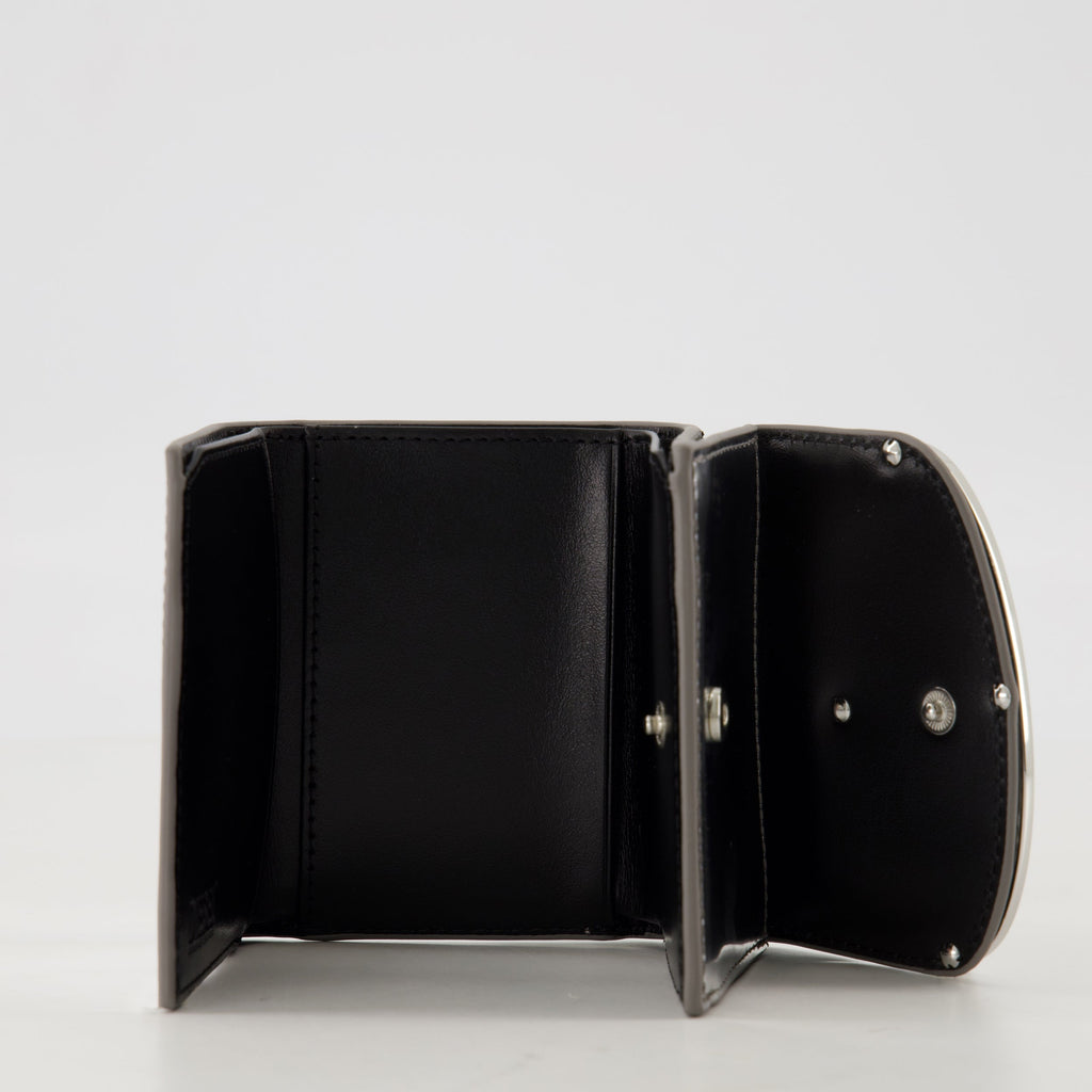 Diesel wallet, silver leather wallet, tri fold wallet, women's accessories, compact wallet