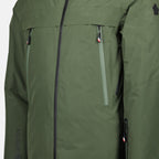 Balmhorn jacket, green nylon jacket, Moncler outerwear, tricolor details, adjustable hood