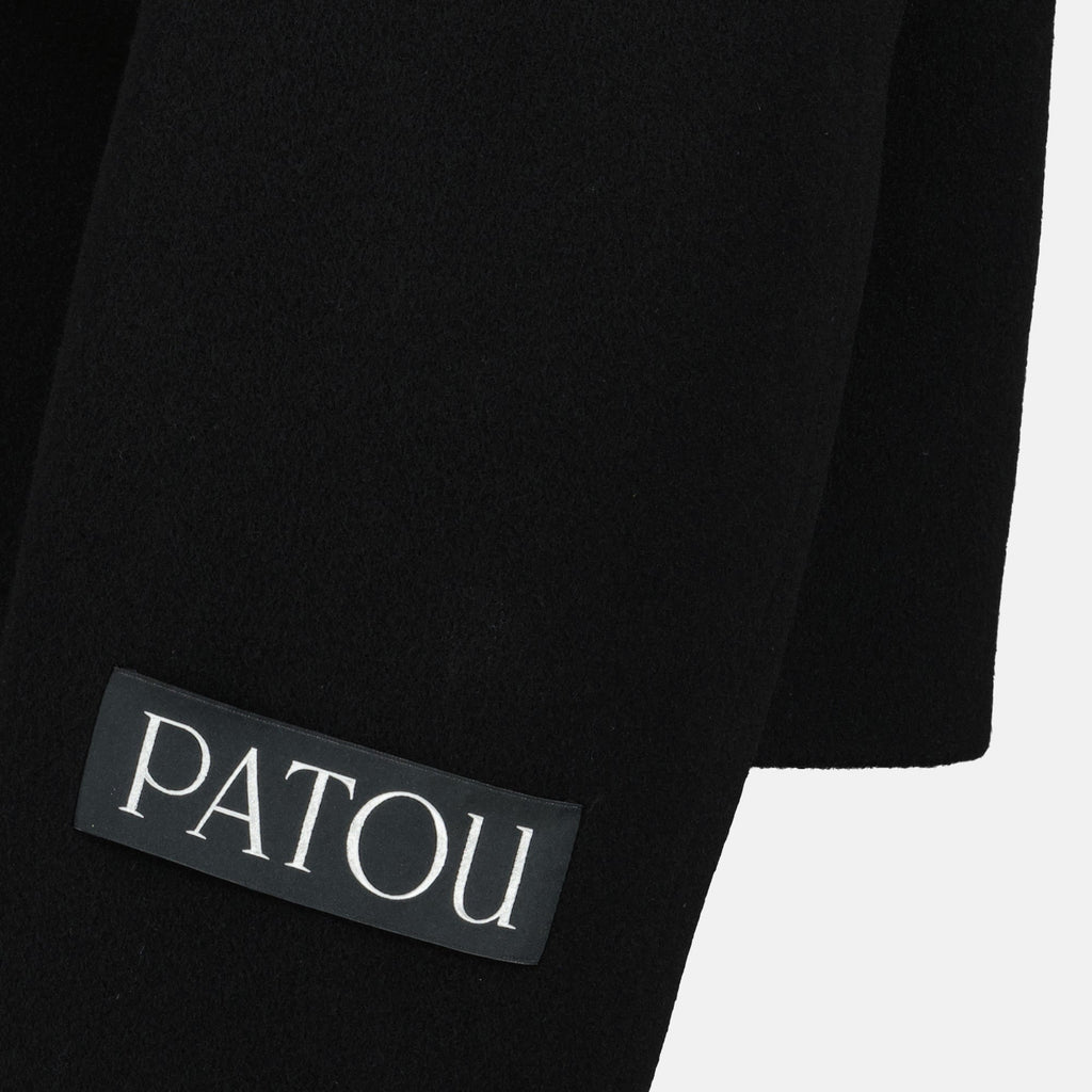 Patou jacket, black wool coat, Autumn-Winter collection, JP monogram buttons, peaked lapel jacket