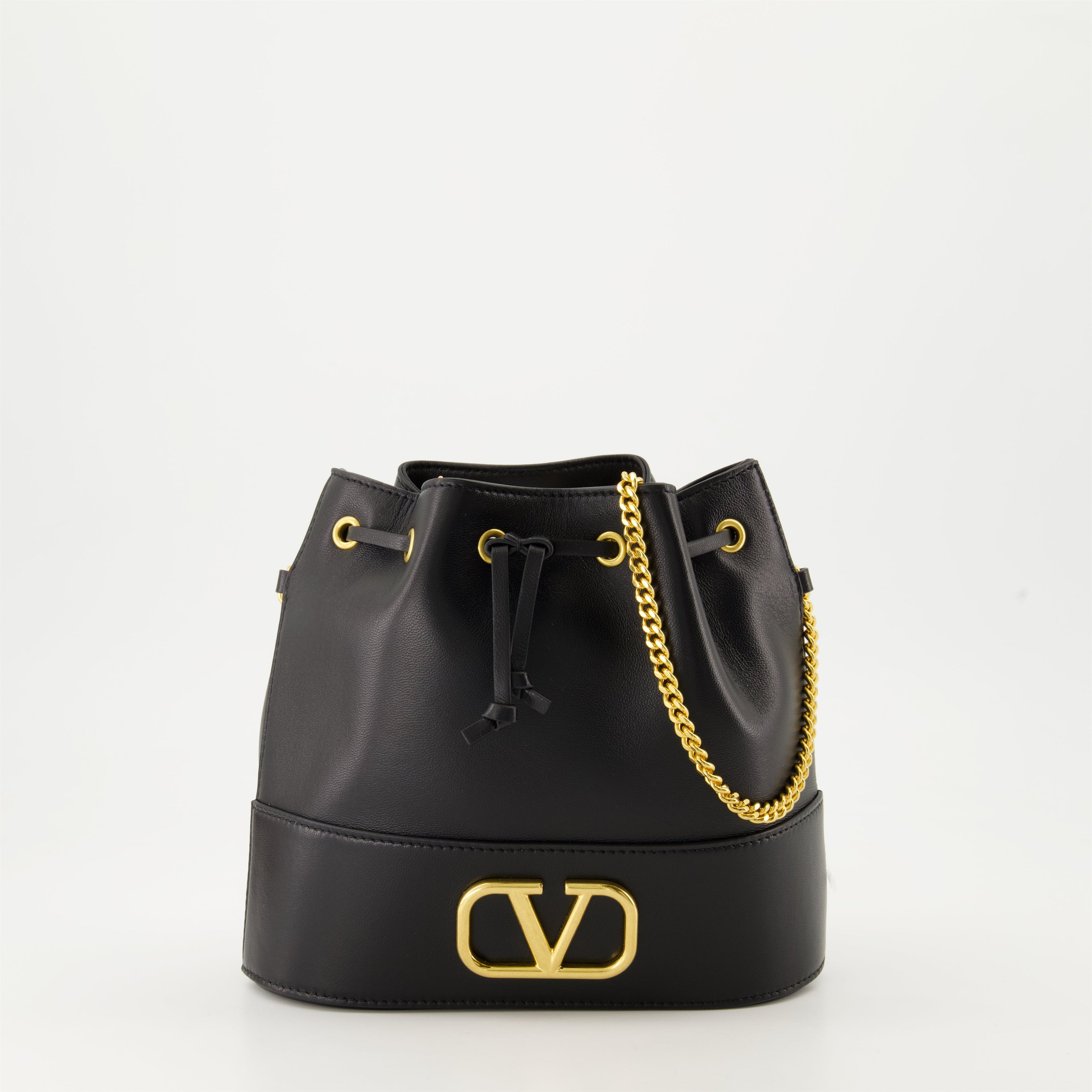 Mini Borsa a Secchiello in Pelle Nappa Nera - Valentino