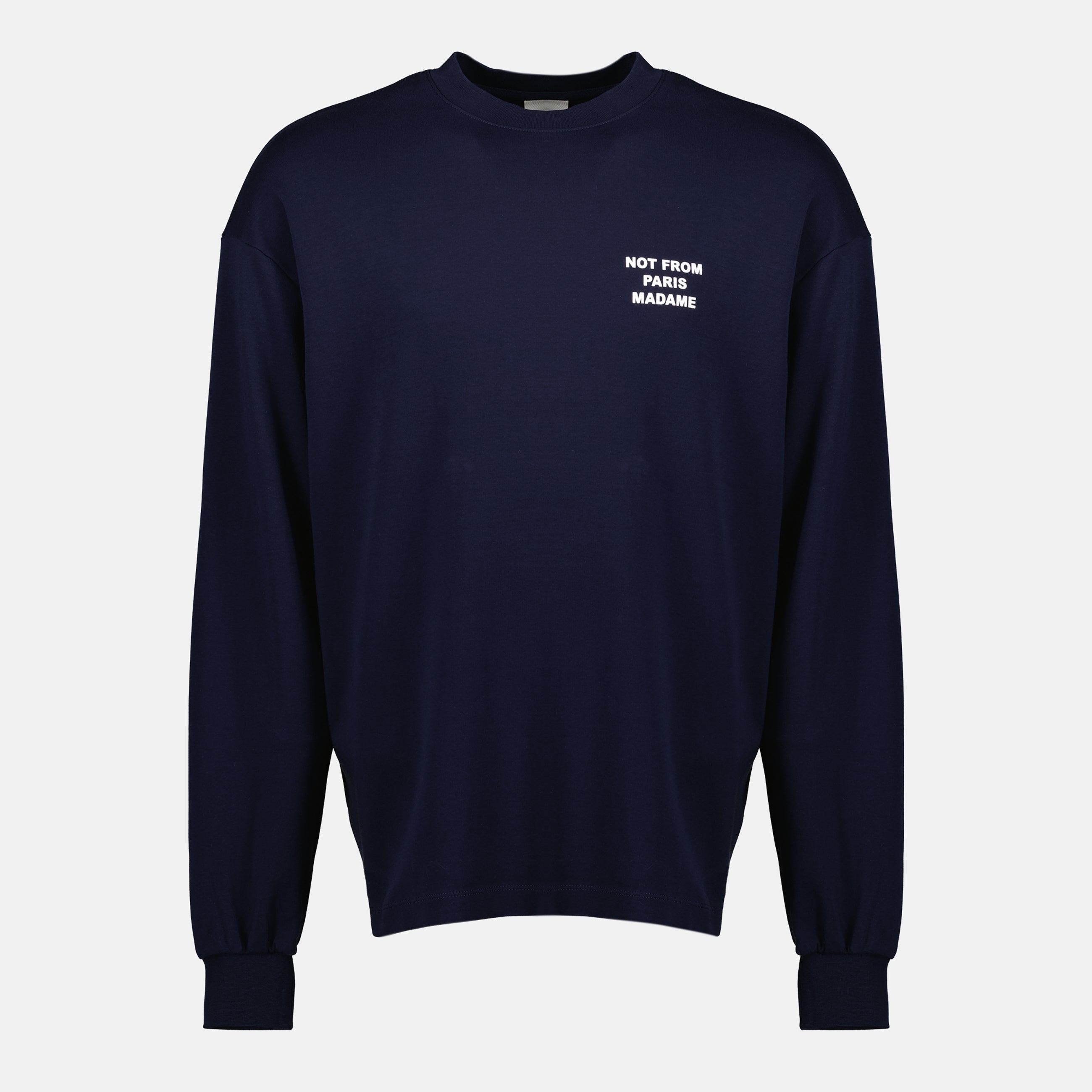 long sleeve t-shirt, slogan t-shirt, organic cotton, navy blue t-shirt, Drôle de Monsieur