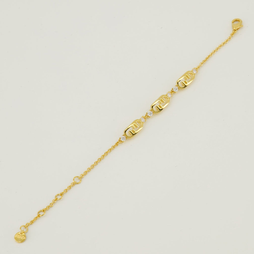 Fendi bracelet, O'Lock design, brass jewelry, crystal accessories, adjustable bracelet