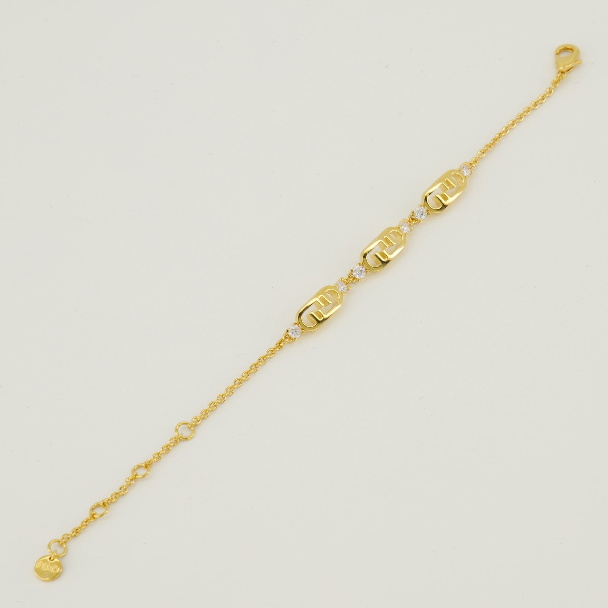 Fendi bracelet, O'Lock design, brass jewelry, crystal accessories, adjustable bracelet