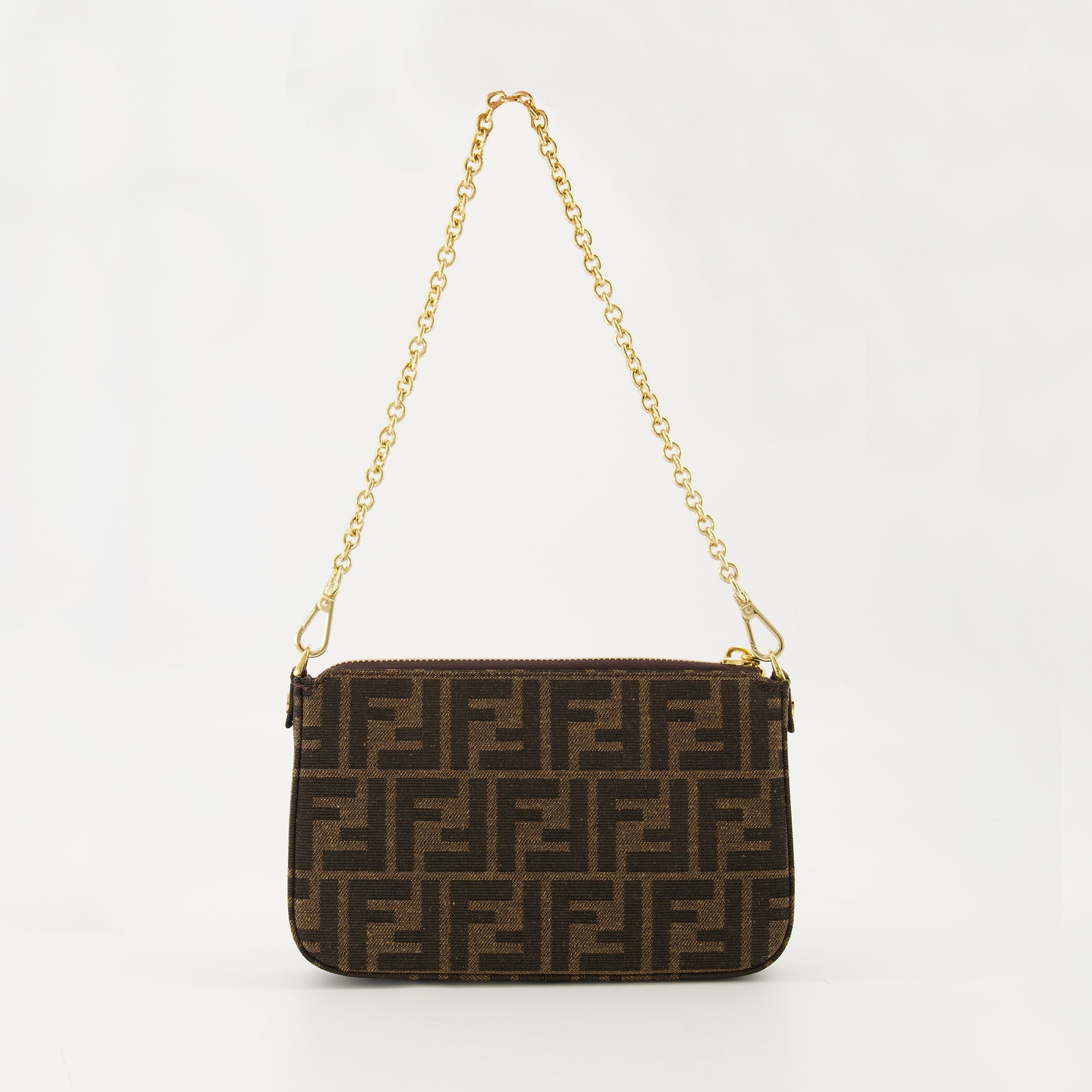Fendi Baguette Pouch, FF Fabric, Jacquard Pouch, Luxury Accessories, Fashion Handbag