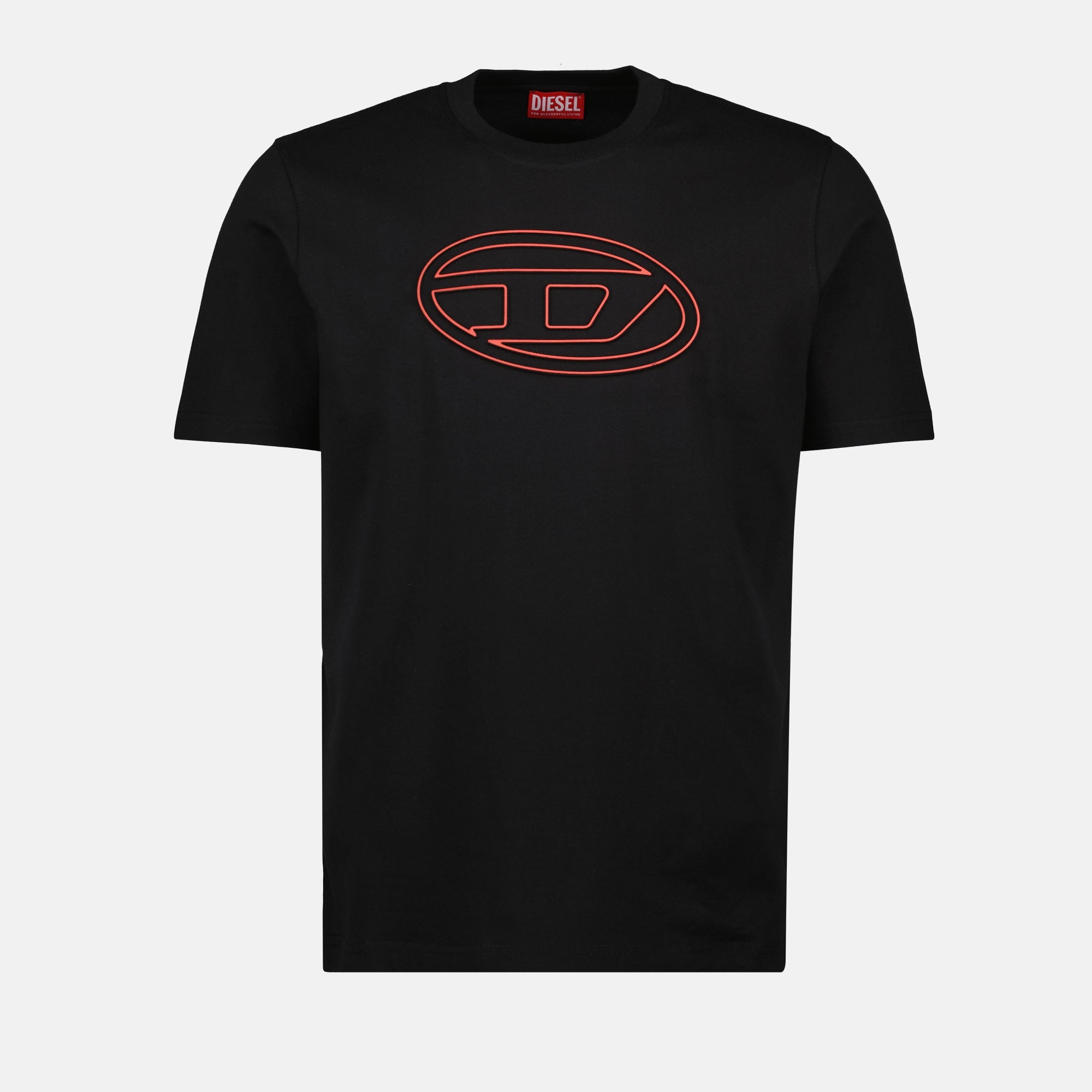 Diesel T-Shirt, black cotton T-shirt, Oval D logo shirt, casual wear, Men's fashion